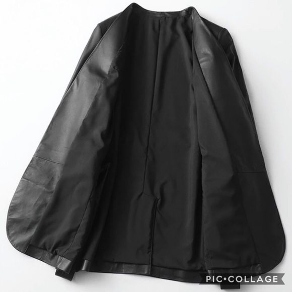 Black Faux Leather Blazer - Picture 3 of 4